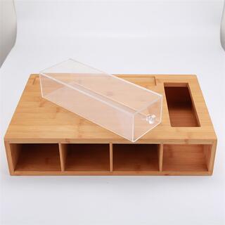 Easy Food Storage Prepare Cleanup Sliding Large Bamboo Cutting Board with 4 Drawers image 2