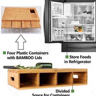 Easy Food Storage Prepare Cleanup Sliding Large Bamboo Cutting Board with 4 Drawers image 5