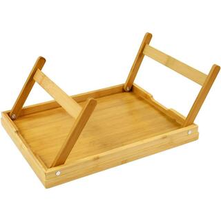 Eco friendly Portable Bamboo Bed Serving Table Kids Eating Laptop Tray With Folding Legs image 3