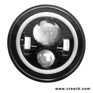 7 Inch 40W Round LED Headlight - H4 - Angel Eye