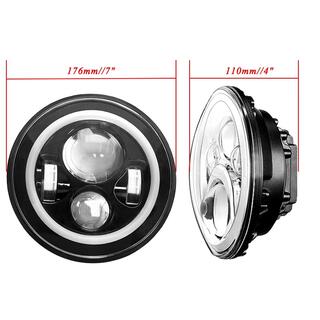 7 Inch 40W Round LED Headlight - H4 - Angel Eye image 5