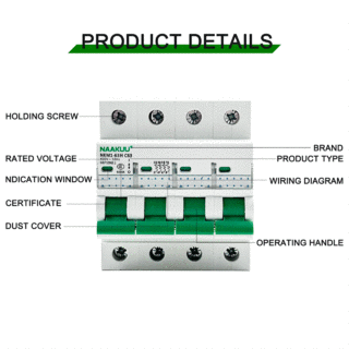 NAAKUU NKM1-63H C16 4P Mini Circuit Breaker AC MCB 6KA For Electrical image 3