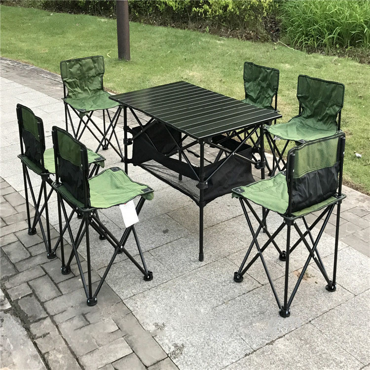 Patio Furniture Set 7-Piece Outdoor Camping Folding Table Chair Set image 1