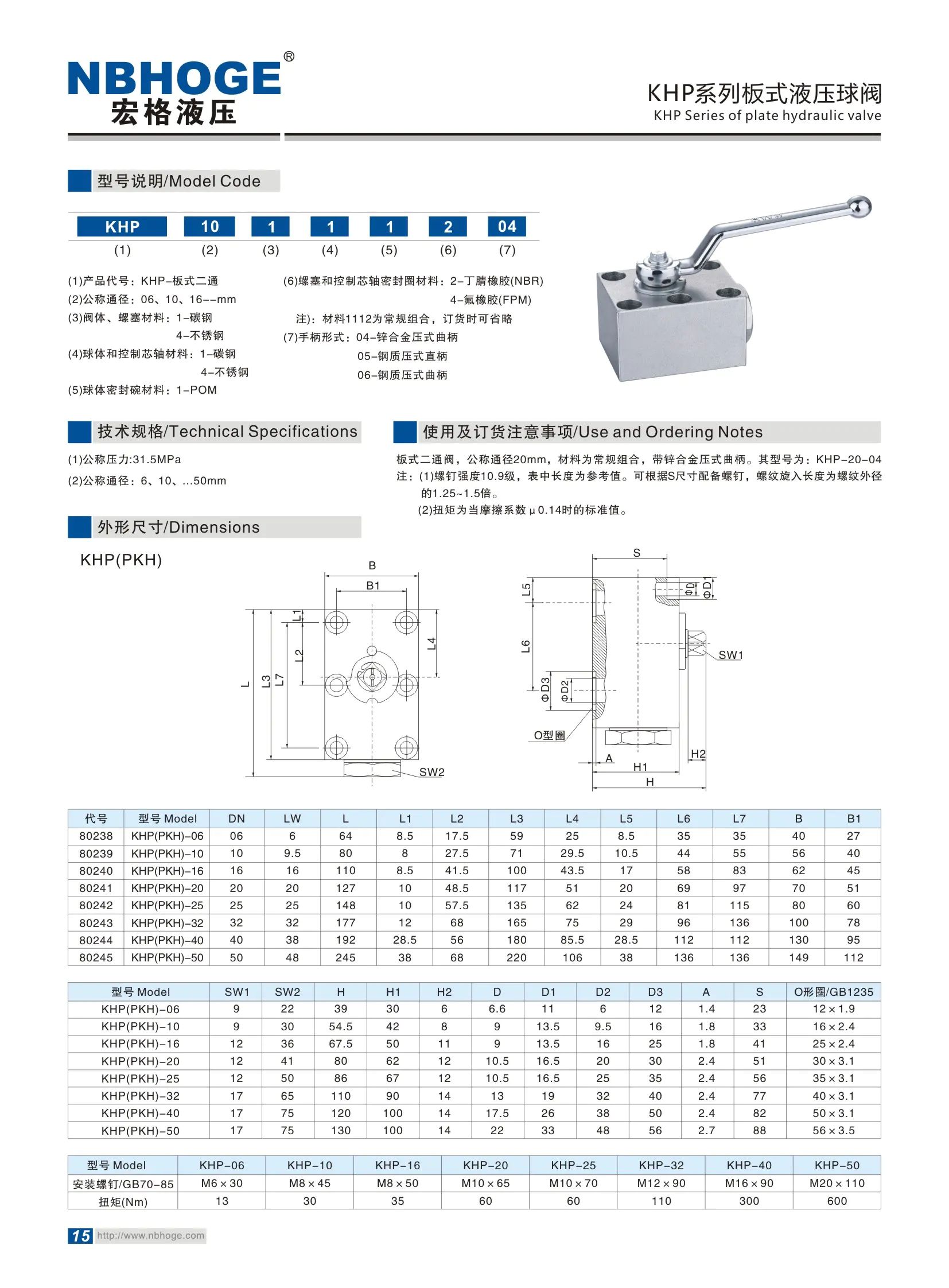 KHP/KHP3K Series of Plate Hydraulic Ball Valve image 6