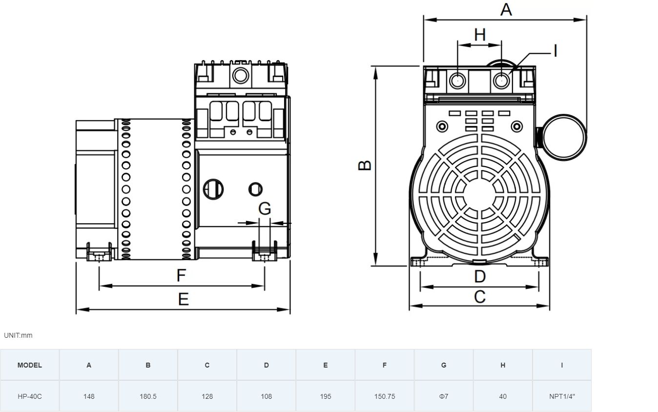 AC 110-230V Type Piston Vacuum Air Compressor 50LPM HP-40C image 6