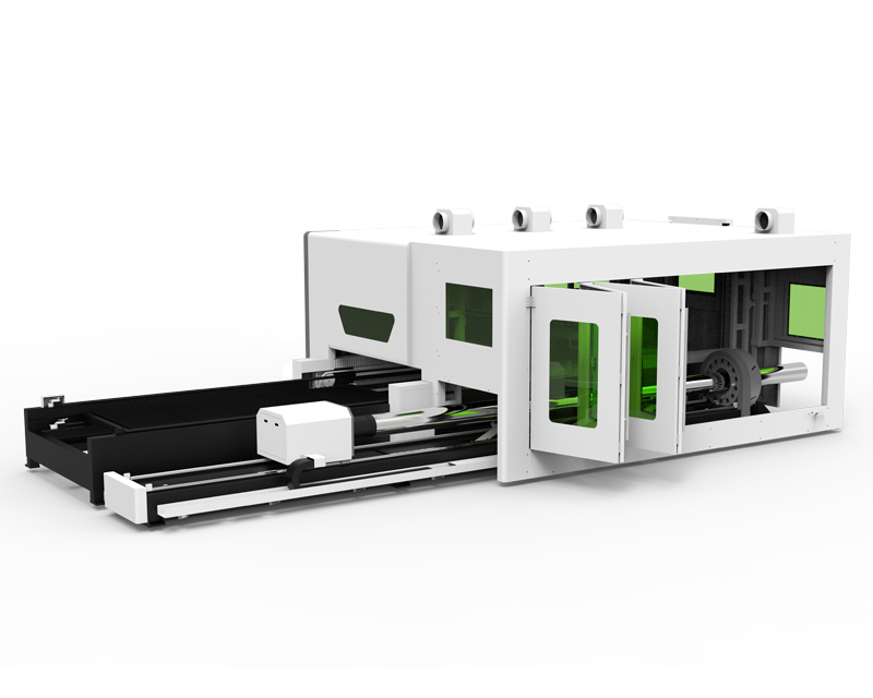 Enclosed Sheet & Tube Metal Fiber Laser Cutting Machine with Protective Cover and Exchange Table image 3