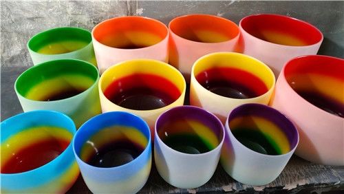 Frosted Rainbow Color Quartz Crystal Singing Bowl Set for Sould Therapy or Healing image 1