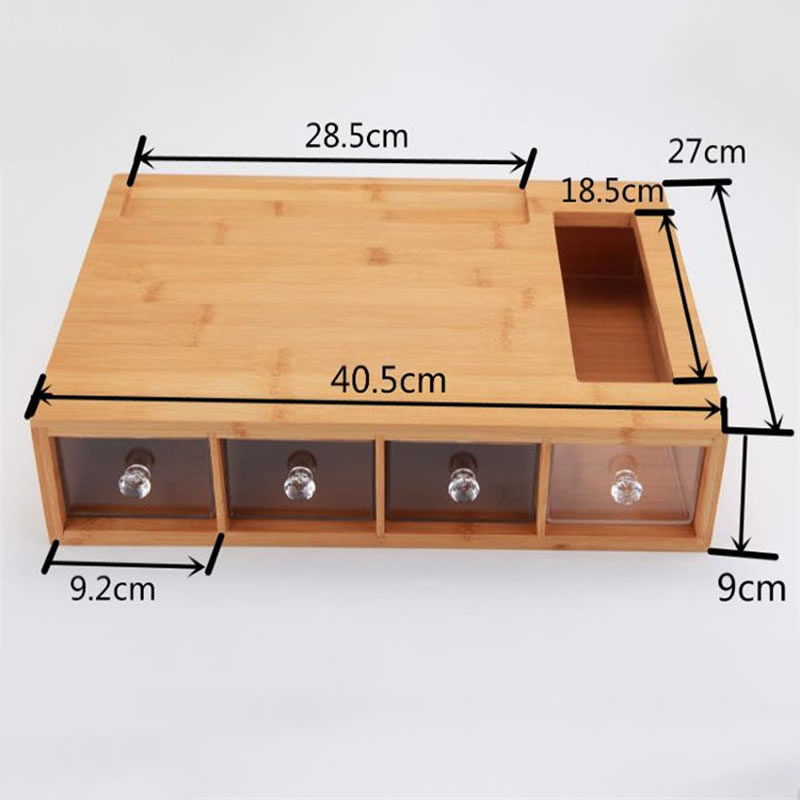 Easy Food Storage Prepare Cleanup Sliding Large Bamboo Cutting Board with 4 Drawers image 4