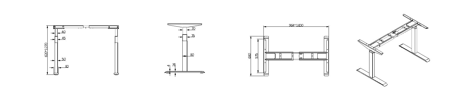 Office Dual Motor Three Segments Height Adjustable Desk image 6