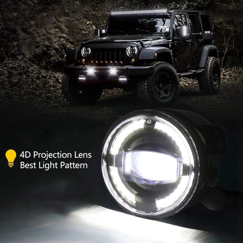 4 Inch Round Halo LED Fog Light with Angel Eye image 6