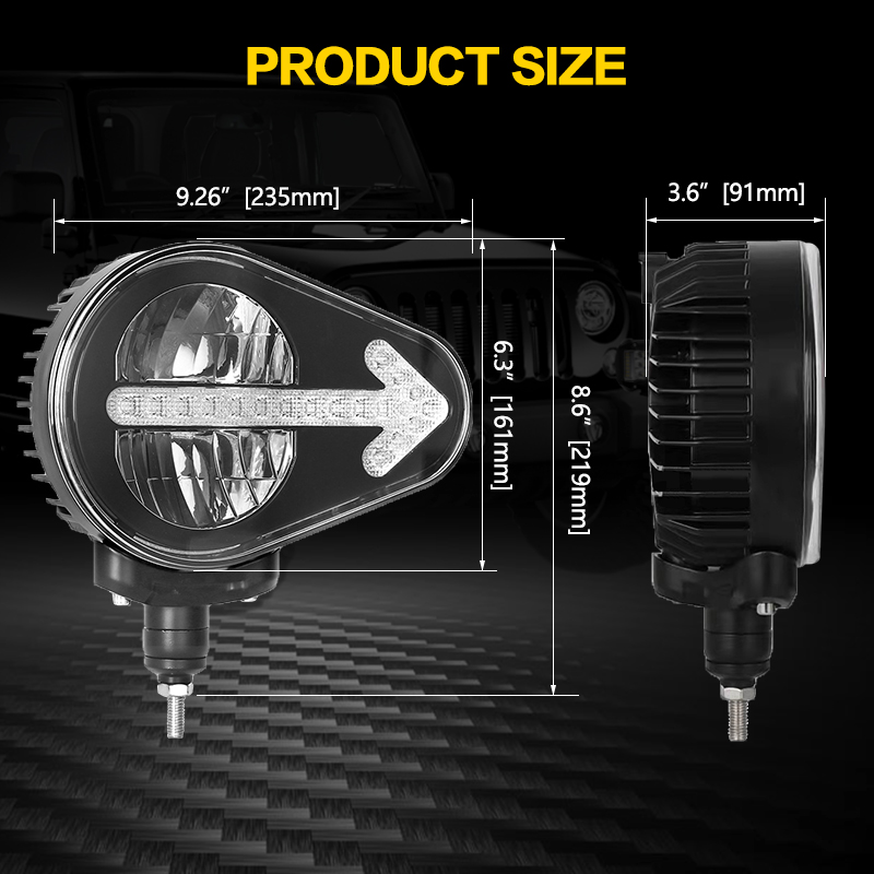 9 Inch 40W High Low Beam LED Work Lamp with Arrow Turn Signal image 3