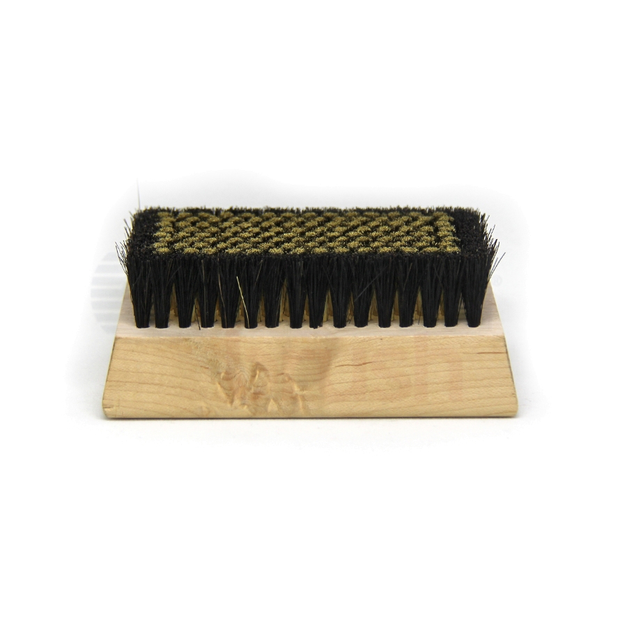 0.005" Brass/Horse Hair Bristle, 4-1/4" x 2-1/2" Wood Block Brush image 1