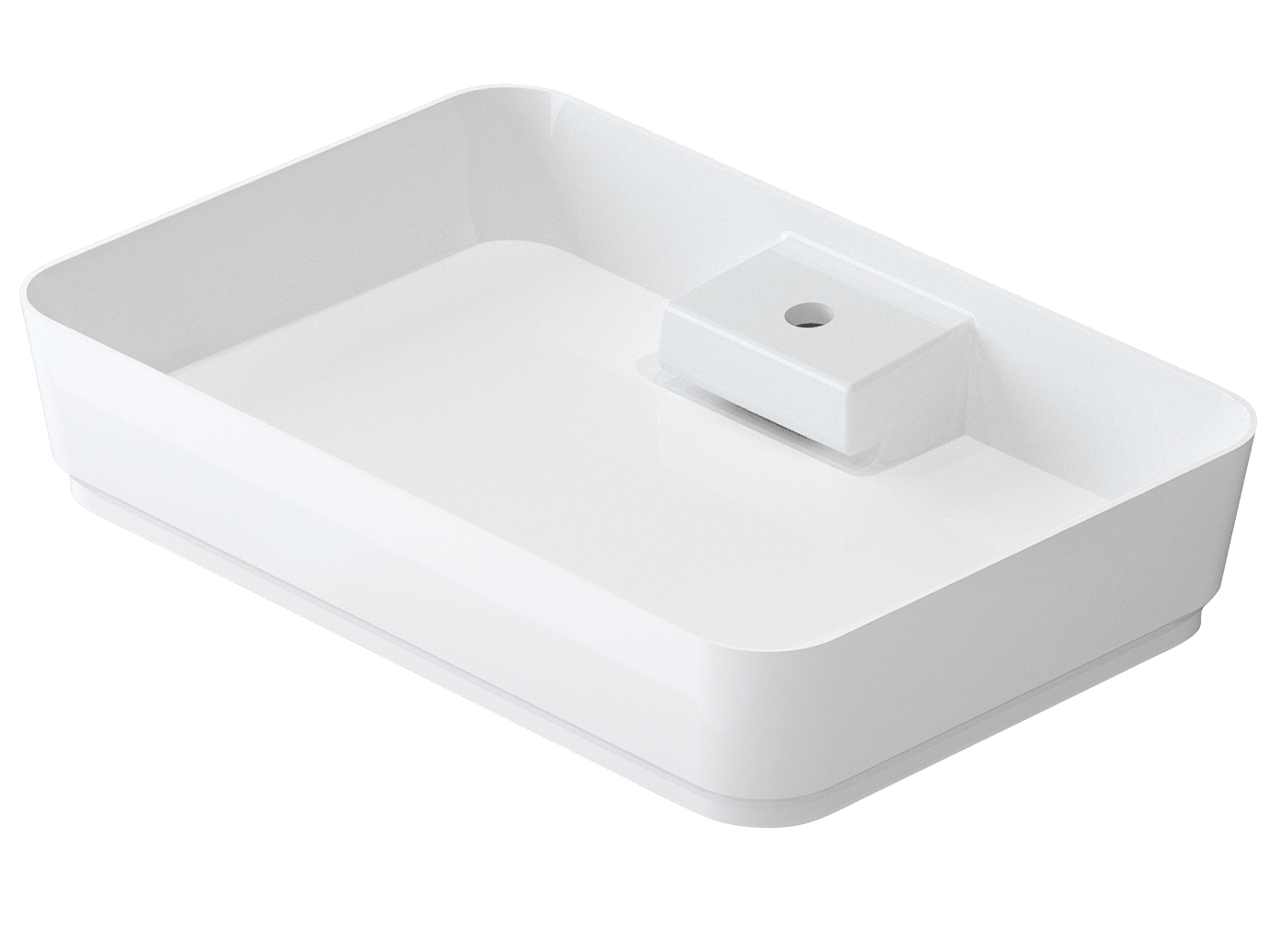 Slim Rectangle Countertop Washbasin - Concealed Siphon image 1