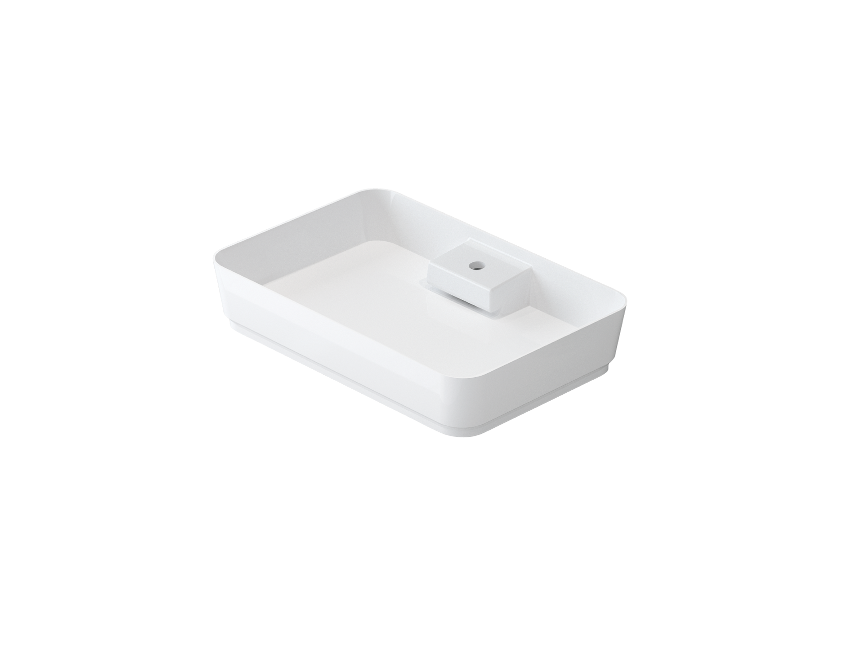 Slim Rectangle Countertop Washbasin - Concealed Siphon image 2