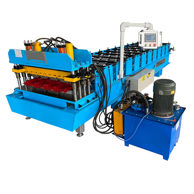 Colorful steel roofing glazed tile roll forming making machine for roof plate image 1