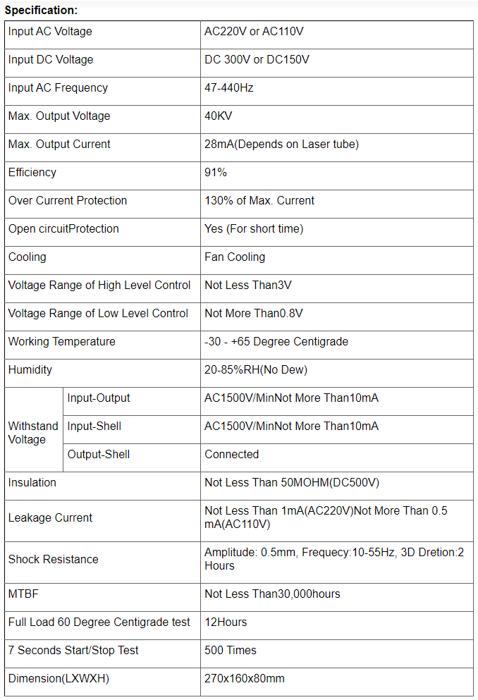 DY-13 100W CO2 laser power supply image 3