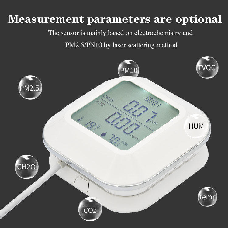 ONETEST - Wall-mounted air quality monitor AQM-80 PM2.5 / PM10 / TEMP / HUM / CO2 / VOC / CH2O RS485 output image 3