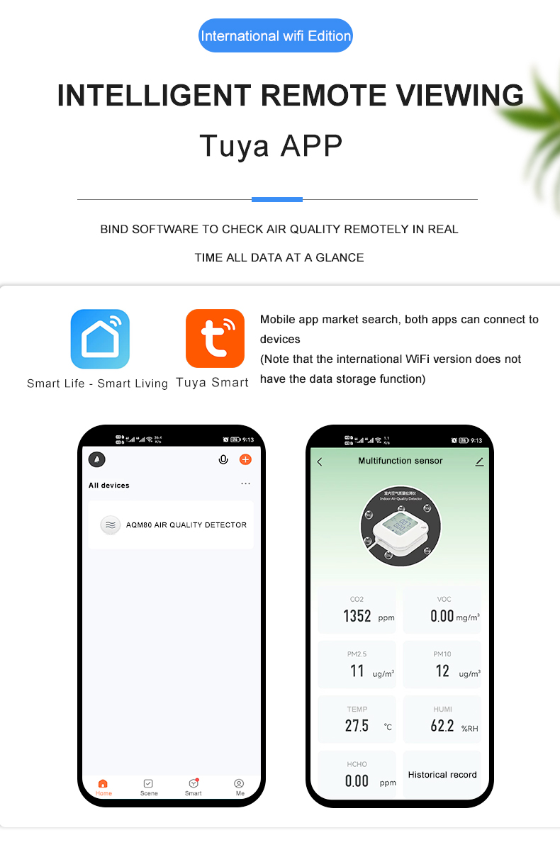 ONETEST - Wall-mounted air quality monitor AQM-80 PM2.5 / PM10 / TEMP / HUM / CO2 / VOC / CH2O RS485 output image 13